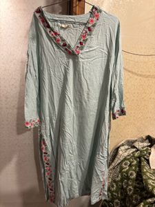 Floral Embroidered Cotton Kurta Set