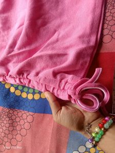 Hot Pink Ruched Drawstring Dress