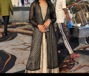 Elegant Black Net Embroidered Kurta