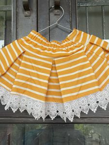 Striped Lace Trimmed Skirt
