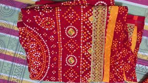 Exclusive Red Bandhani Saree with Blouse