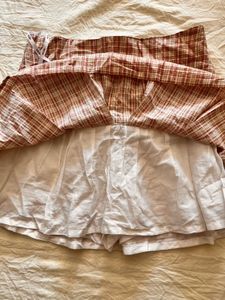 Plaid Mini Skirt with Drawstring Detail
