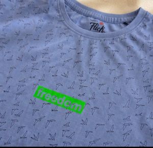 Men's Blue Bird Print T-Shirt