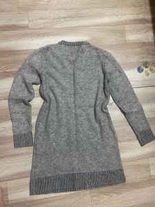 Cozy Grey Knit Sweater Dress