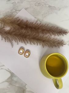 Elegant Oval Pearl Gold Earrings