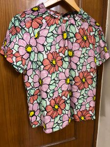 Zara Basic Floral Print Top