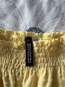 Yellow Off-Shoulder Smocked Crop Top