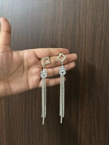 unused antitarnish  Rhinestone Tassel Earri