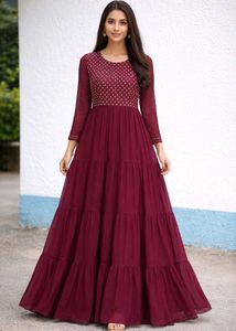 Maroon Gown For Girls