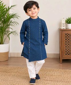 Boys' Blue Denim Kurta Set