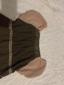 Flowy Polka Dot Top with Sheer Sleeves
