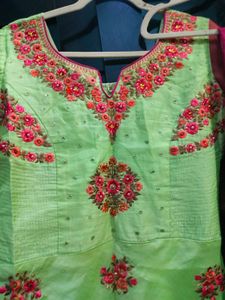 Elegant Light Green Embroidered Kurta Set