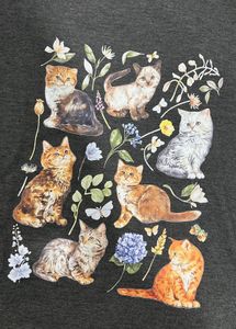 grey cat graphic tee