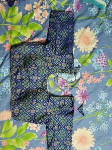 Blue Brocade Blouse
