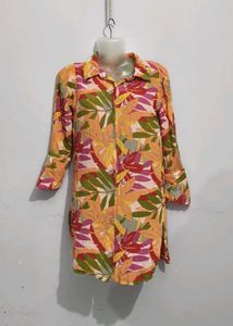 Vibrant Tropical Print Tunic Top