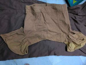 Chic Brown Puff Sleeve Button Top