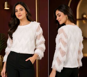 White Fringed Top