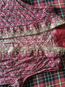 Elegant Red &amp; Gold Embroidered Jacket
