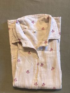 Cream Colored Printed Casual Shirt