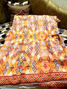 Vibrant Geometric Print Saree with blouse