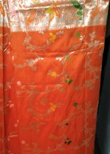 Benarasi Orange Floral Saree