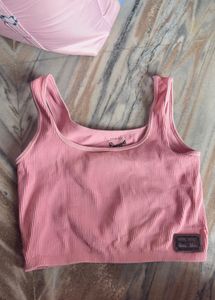 Ribbed Graphic Tee &amp; Pink Tank Top Set