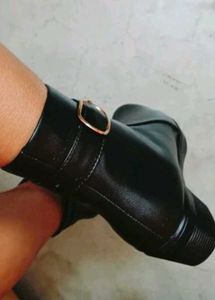 Stylish Black Ankle Boots with Buckle