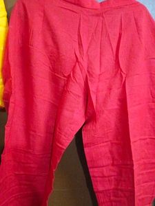 Yellow Kurta Set with Red Pants