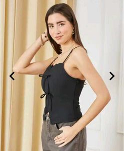 Cute Black Tie-Front Cami Top