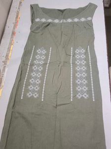 Olive Green Embroidered Dress