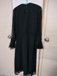 Stalk By Love Black Long Dress/Gown With Frills