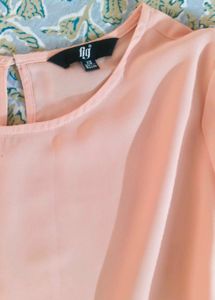 Pleated Peach Bell Sleeve Top