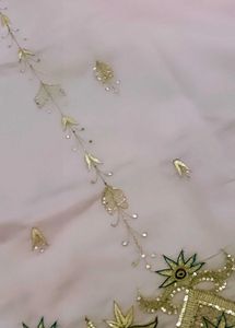 Pink Embroidered ethnic hand work saree