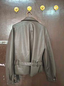 Stylish Faux Leather Belted Jacket