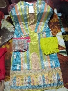 Vibrant Striped Salwar Kameez Set