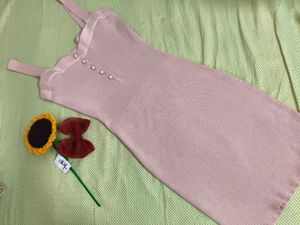 Ribbed Knit Midi Dress with Pearl Details