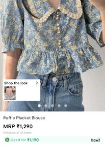 Blue Floral Ruffle Peplum Top