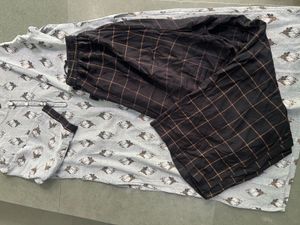Grey Printed Suit set with black check