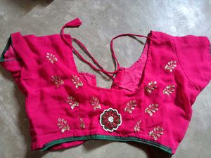 Beautiful heavy Embroidered Pink Saree &amp; blouse