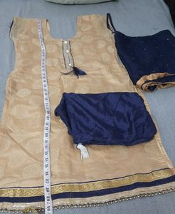 Nevy Blue And Golden Suit With Dupatta