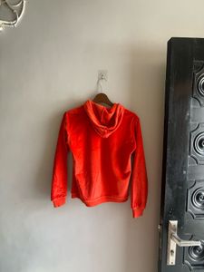 Vibrant Orange Velour Hoodie
