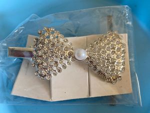 Crystal Bow Hair Barrette with Pearl