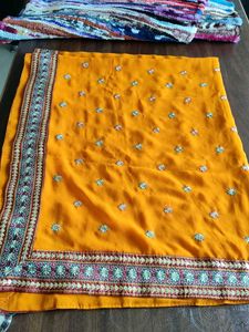 Orange Embellished Saree Candicn : New