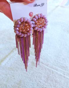 Bohemian Dangle Earrings(Lavender Pink Colour)