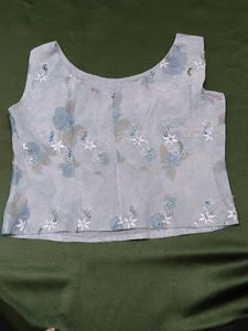 Floral Print Top With Light Ambroadary N Siquance