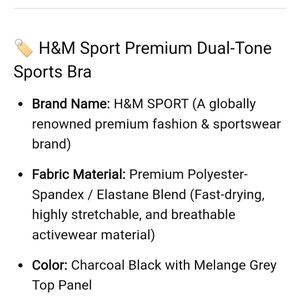 H&amp;M Sport Premium Dual Tone Sports Bra | Size L (F