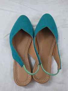 Teal Blue Slingback Flats