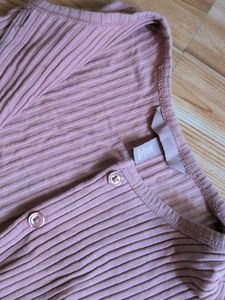 Pink Ribbed full sleeve top
