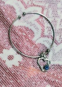 Silver Heart Evil Eye Bracelet