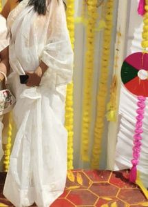 White golden Tant saree